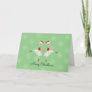 Cartes Pour Fêtes Annuelles Jumeaux Souris Ballerine Flocons de Neige Noël