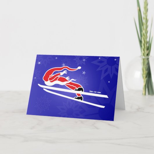 Cartes Pour Fêtes Annuelles Jumping de ski de Santa Goes ! (Devant)