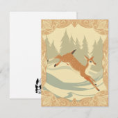 Cartes Pour Fêtes Annuelles Jumping Deer dans une forêt enneigée (Devant / Derrière)