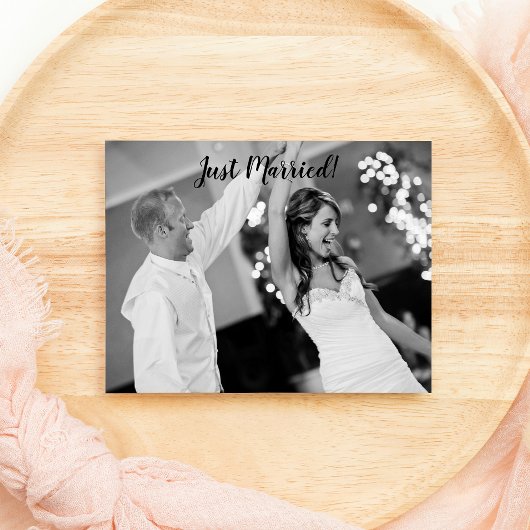 Cartes Pour Fêtes Annuelles Juste marié Ajouter une photo simple Mariage