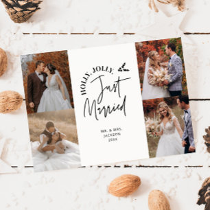 Cartes Pour Fêtes Annuelles Juste Marié Vacances Nouveau Photo Blanc