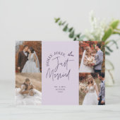 Cartes Pour Fêtes Annuelles Juste Marié Vacances Nouveau Photo Purple (Debout devant)