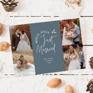 Cartes Pour Fêtes Annuelles Juste Marié Vacances Nouvelles Photo Slate Blue
