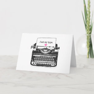 Cartes Pour Fêtes Annuelles Juste mon type/amusant jolie machine à écrire Vint
