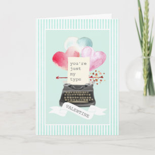 Cartes Pour Fêtes Annuelles Juste Mon Type Mint Stripes Valentine Typewriter