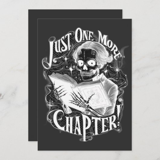 Cartes Pour Fêtes Annuelles Juste un autre chapitre Skeleton Reader amusant (Devant / Derrière)