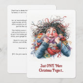 Cartes Pour Fêtes Annuelles Juste un projet de Noël de plus Funny Knitter (Devant / Derrière)