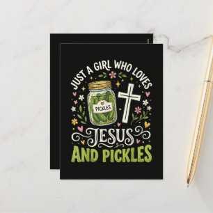 Cartes Pour Fêtes Annuelles Juste une fille qui aime Jésus et les pickles