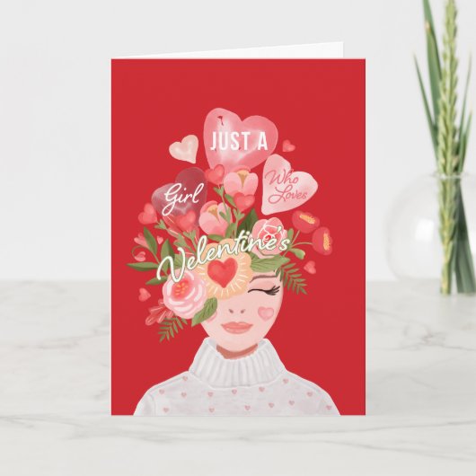 Cartes Pour Fêtes Annuelles Juste une fille qui aime la Saint-Valentin (Devant)