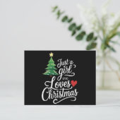 Cartes Pour Fêtes Annuelles Juste Une Fille Qui Aime L'Arbre De Noël Cadeau Fa (Debout devant)