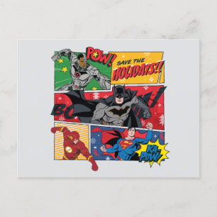 Cartes Pour Fêtes Annuelles Justice League "Sauvez les fêtes !"