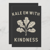 Cartes Pour Fêtes Annuelles Kale Em Avec Kindness Funny Pun Légume Vegan (Devant / Derrière)