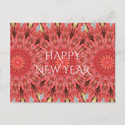 Cartes Pour Fêtes Annuelles Kaleidoscope Design Fleur rouge Joyeux Texte du No (Devant)