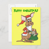 Cartes Pour Fêtes Annuelles Kangaroo Père Noël, Hoppy Christmas (Devant / Derrière)