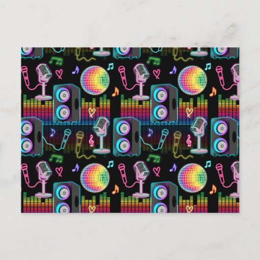 Cartes Pour Fêtes Annuelles Karaoke Glow Singing Music Party (Devant)