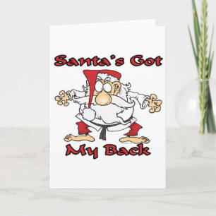 Cartes Pour Fêtes Annuelles karate santas a mon dos drôle dessin animé