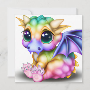 Cartes Pour Fêtes Annuelles Kawaii Baby Dargon mignon et coloré