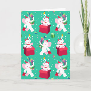 Cartes Pour Fêtes Annuelles Kawaii Cartoon X mas White Elephant