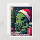Cartes Pour Fêtes Annuelles Kawaii Cthulhu Noël - Joyeux Cthulhumas (Devant / Derrière)