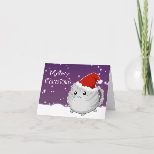 Cartes Pour Fêtes Annuelles Kawaii noël gris tabby chaton chat chaton (Devant)
