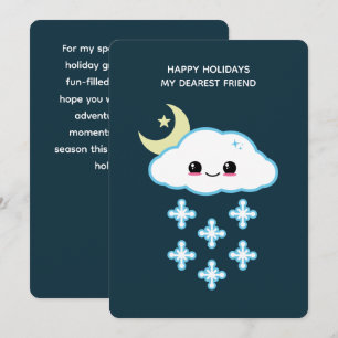 Cartes Pour Fêtes Annuelles Kawaii Vacances Nuage de Neige