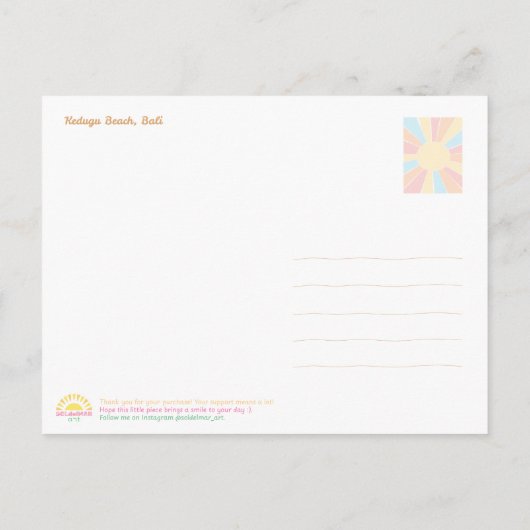 Cartes Pour Fêtes Annuelles Kedungu Beach Bali Sunset Postcard (Dos)
