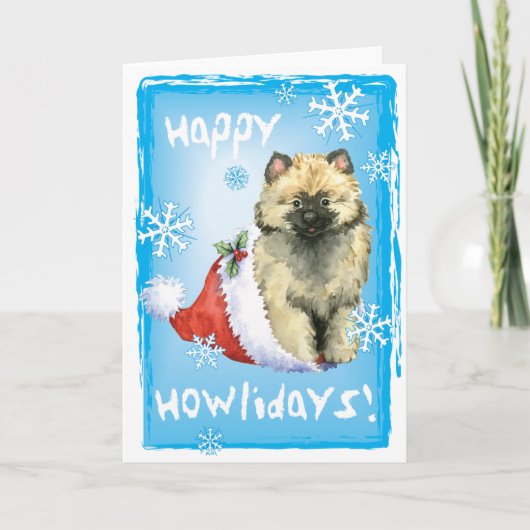 Cartes Pour Fêtes Annuelles Keeshond heureux de Howliday (Devant)