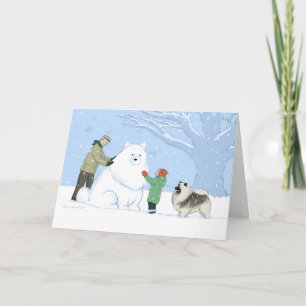 Cartes Pour Fêtes Annuelles Keeshony Snow Chien mignon scène hivernale Noël