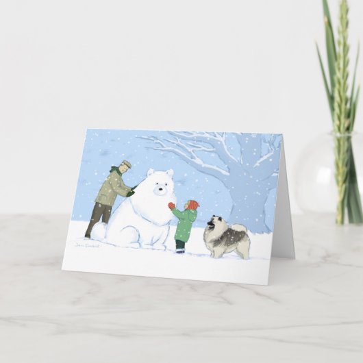 Cartes Pour Fêtes Annuelles Keeshony Snow Chien mignon scène hivernale Noël (Devant)