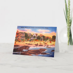 Cartes Pour Fêtes Annuelles Kennebunk Beach, Maine Cottages Vintages Photo Hol