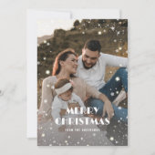 Cartes Pour Fêtes Annuelles Khaki Buffalo Plaid Neige Stars Photo Noël (Devant)