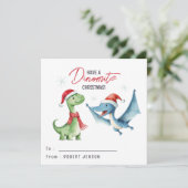 Cartes Pour Fêtes Annuelles Kids Classroom Dinosaur Christmas Holiday (Debout devant)
