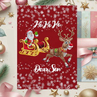 Cartes Pour Fêtes Annuelles Kids Père Noël Christmas Reindeder Sleigh Snowflak