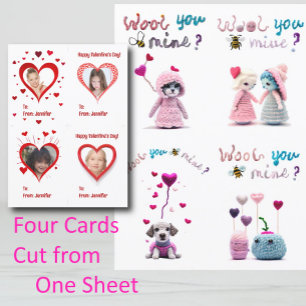 Cartes Pour Fêtes Annuelles Kids Wooly Critters 4xValentine's Day Card