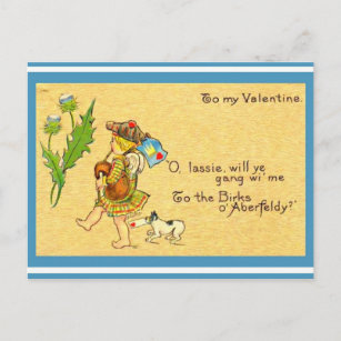 Cartes Pour Fêtes Annuelles Kilt vintage de chien de cornemuses de Valentine