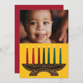 Cartes Pour Fêtes Annuelles Kinara illustré de photo de famille Kwanzaa (Devant / Derrière)