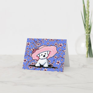 Cartes Pour Fêtes Annuelles KiniArt Cherry Blossom Bichon Frise