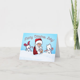 Cartes Pour Fêtes Annuelles KiniArt Westie et notes de Noël de Santa