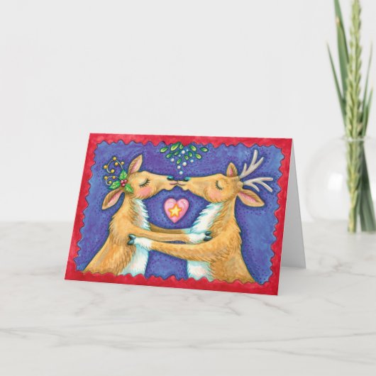 Cartes Pour Fêtes Annuelles Kissing Deer (Devant)