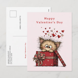 Cartes Pour Fêtes Annuelles Kiton de dessin animé mignon avec la Saint-Valenti