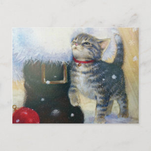 Cartes Pour Fêtes Annuelles Kitten à Père Noël Boot