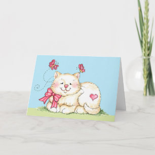 Cartes Pour Fêtes Annuelles Kitten avec coeur
