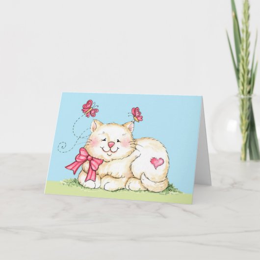 Cartes Pour Fêtes Annuelles Kitten avec coeur (Devant)