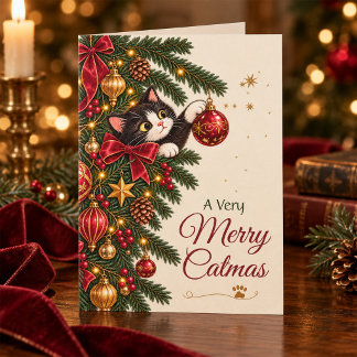 Cartes Pour Fêtes Annuelles Kitten de Noël Vintage Merry Catmas