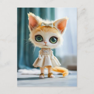 Cartes Pour Fêtes Annuelles Kitten en robe blanche à l'intérieur