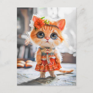 Cartes Pour Fêtes Annuelles Kitten en rouge habillé en chambre