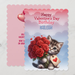 Cartes Pour Fêtes Annuelles Kitten Heart Anniversaire Saint-Valentin