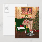 Cartes Pour Fêtes Annuelles Kitty cat Noël (Devant / Derrière)