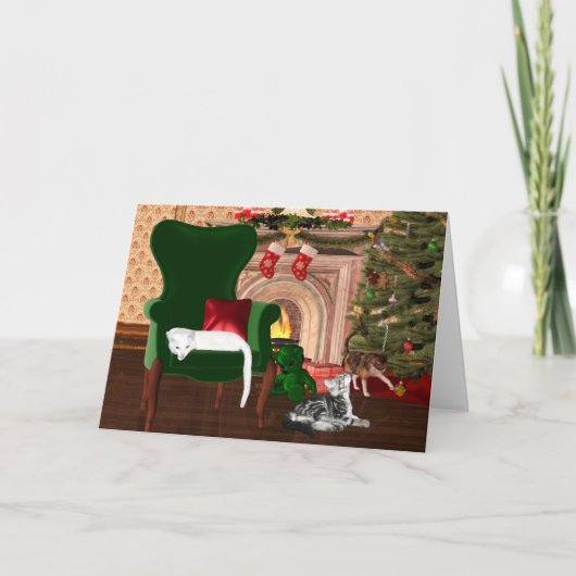 Cartes Pour Fêtes Annuelles Kitty Chat Noël (Devant)