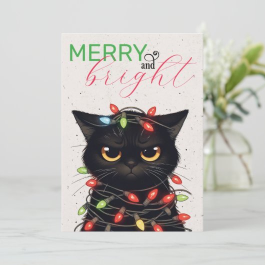 Cartes Pour Fêtes Annuelles Kitty Christmas Lights (Debout devant)